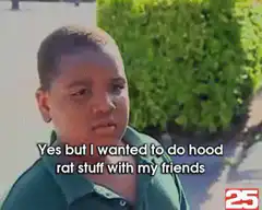 Young boy hood rat stuff