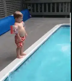 Toddler falls into pool