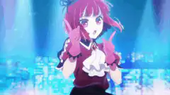 anime girl making devil horns