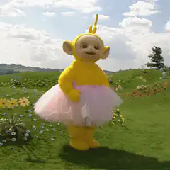 Teletubby in pink tutu