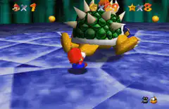 Bowser falls on ice in Super Mario 64