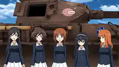 Girls jumping on tank in anime