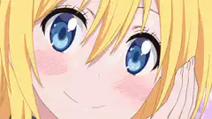 Anime girl blushes and laughs