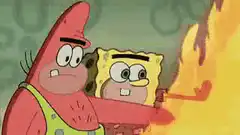 SpongeBob and Patrick burn Squidward