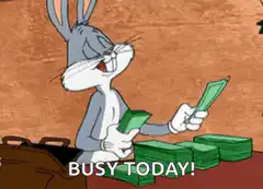 Bugs Bunny counting money busy today