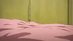 Anime girl falls onto bed