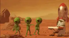 Aliens dancing to astronaut keyboard