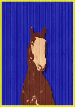 Brown horse head on blue background