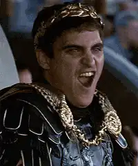 Joaquin Phoenix as Commodus laughing