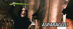 Severus Snape holding asparagus