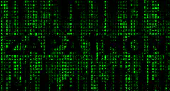 falling green matrix code