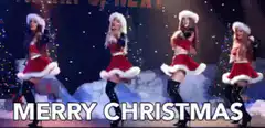 Girls in Santa outfits dancing