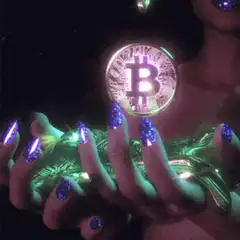 Glowing Bitcoin in hands