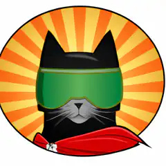 Cool cat with green goggles and red cape