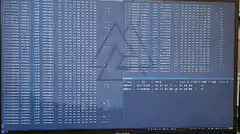 computer screen with scrolling data