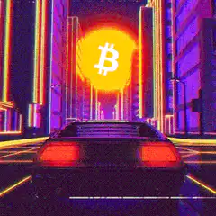 DeLorean driving towards Bitcoin sun
