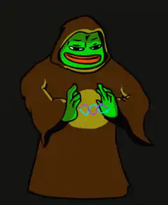 frog monk holding infinity symbol