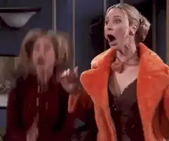 Two women screaming in shock