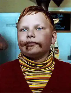 Charlie Bucket with chocolate face