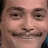 Man's mustache stretches and shrinks