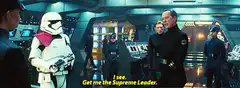 General Hux orders a Stormtrooper to get the Supreme Leader