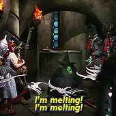 Wicked Witch melting in Wizard of Oz