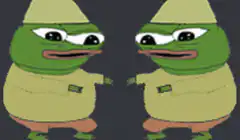 Two Pepe frogs bumping fists