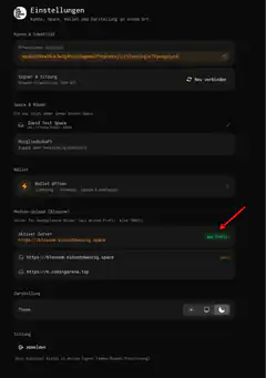 Elemental settings page with red arrow pointing to 'zum Profil'