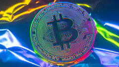 Bitcoin hologram on foil