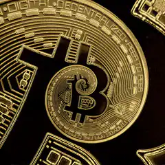 Rotating gold bitcoin coin