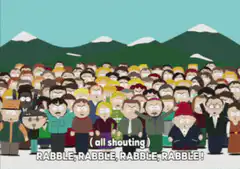 South Park crowd shouting rabble
