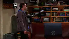 Sheldon falls onto couch