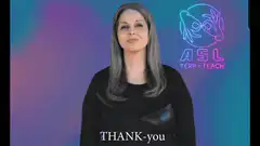 Woman signing thank you in ASL