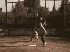 Babe Ruth hits a giant baseball