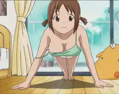 Yui doing pushups in a bikini