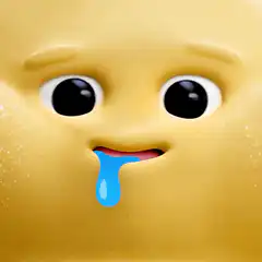 Yellow emoji drooling blue liquid
