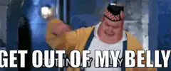 Fat guy gets out of his belly