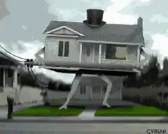 House with legs and top hat