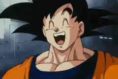 Goku laughs then turns serious