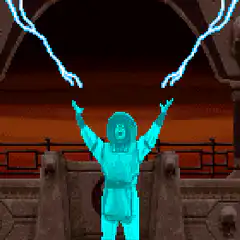 pixel art character lightning summon