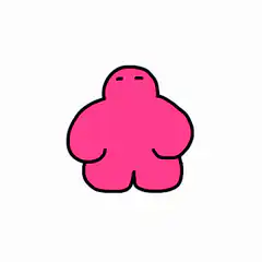 Pink blob character waving