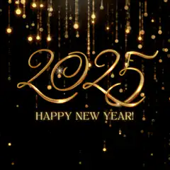 2025 Happy New Year gold glitter