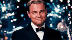 Leonardo DiCaprio toasting with champagne