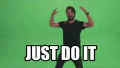 Man dancing with Just Do It text
