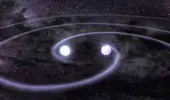 Binary stars orbiting in space