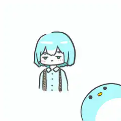 blue hair girl and blue bird