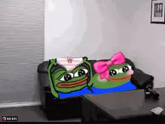 Pepe and Girl Pepe on couch