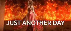 Elsa dancing in front of fire