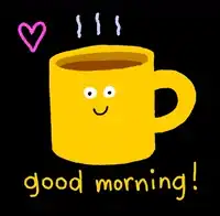 Smiling coffee mug good morning