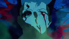 Shinji cracked face close up